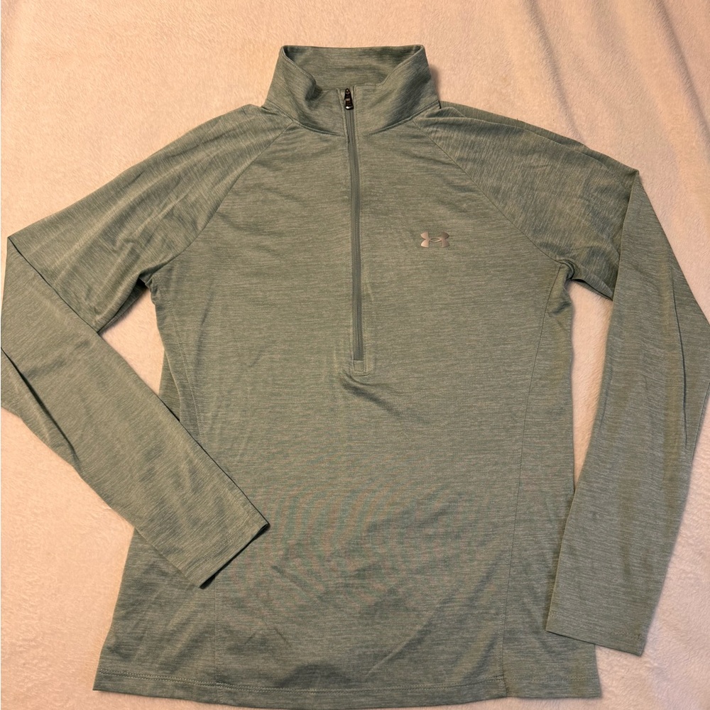 Women’s LG under armor green zip up pull over